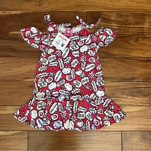 Hello Kitty Sanrio Girls Dress Size 4 Pink Red Comic Print NWT